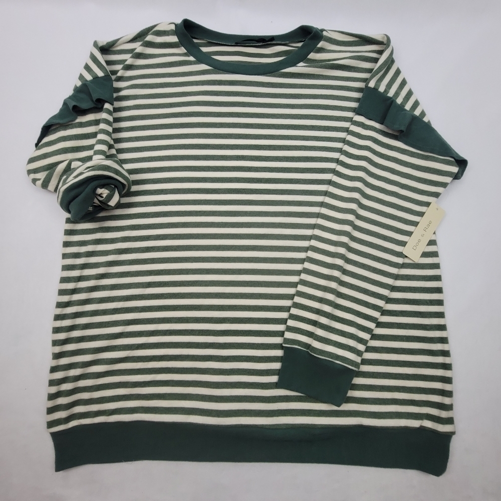NWT Super Soft ruffle arm striped crewneck‎ sweater